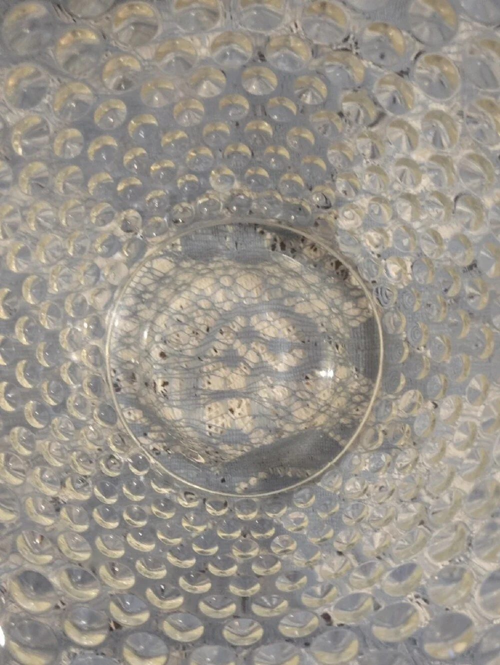 FENTON CLEAR Hobnail Glass Ruffled Bowl